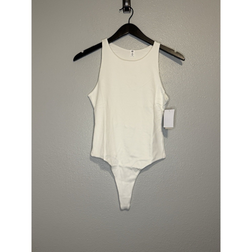 BP. Nordstrom Butter Tank Ribbed Bodysuit in Ivory Tofu Womens Size Medium New